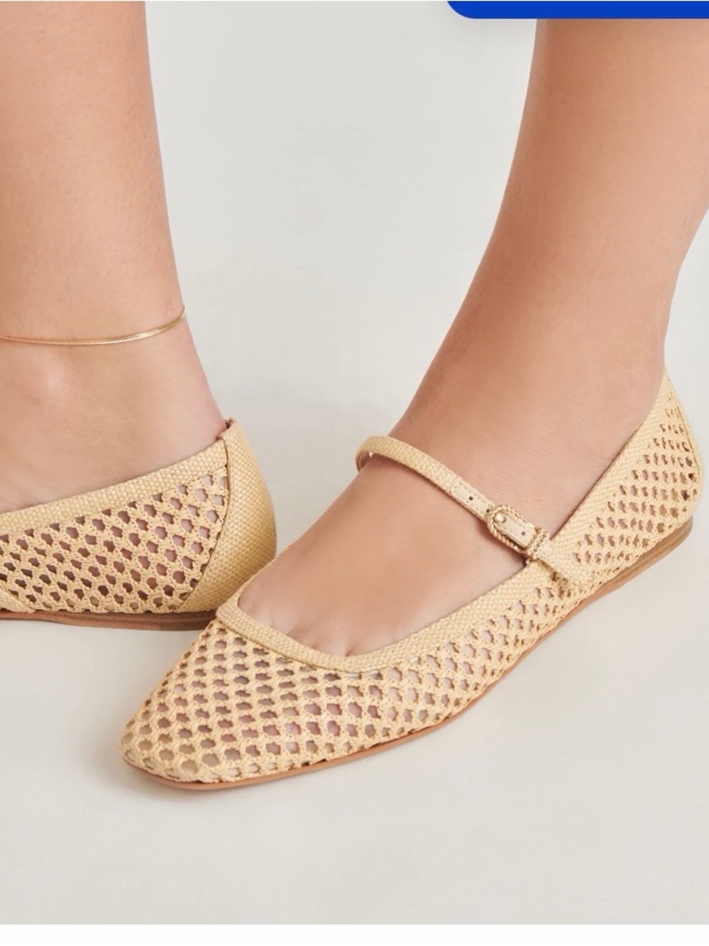 Dolce Vita Beige Woven Mary Jane Flats